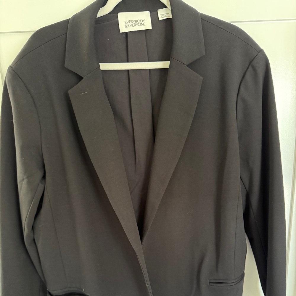 WOMENS BLACK EVERYBODY & EVERYBODY BLACK OPEN PLACKET JACKET SIZE 16